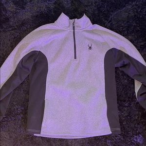grey and black spider quarter zip